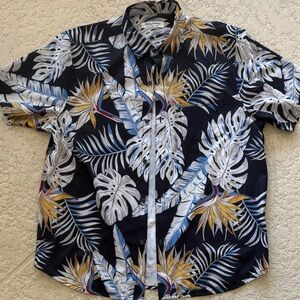 Tommy Bahama Black and White Tropical Leaf Shirt